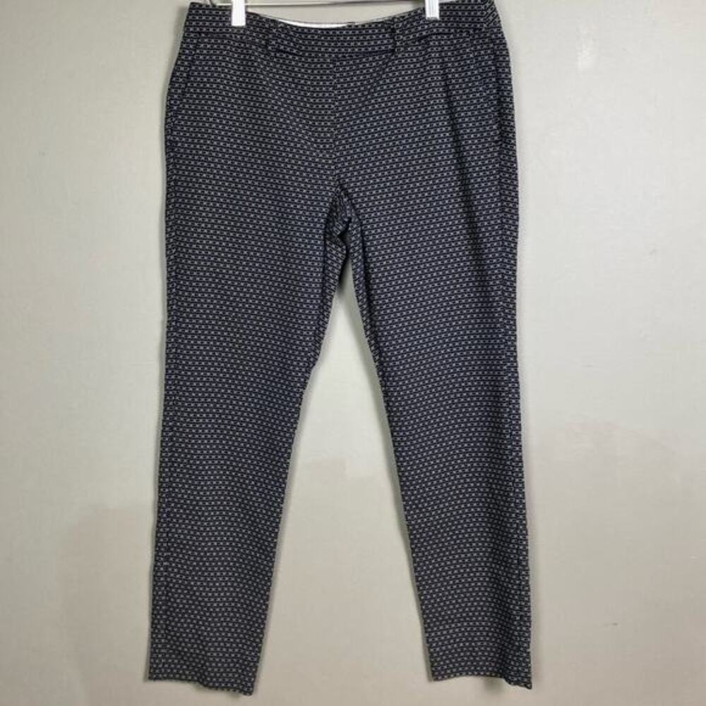 Marella pants size 10‎ Mid-rise printed black stretch cotton ankle crop office